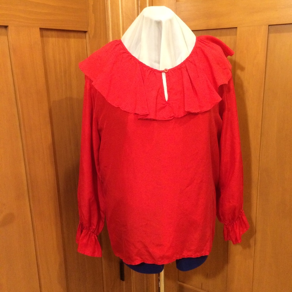 VTG SILK EXCHANGE Red Silk Blouse   M